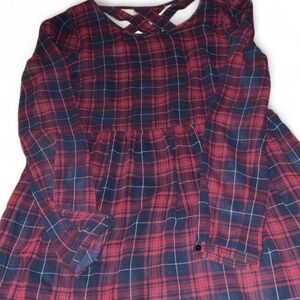 h&m red and navy plaid knee length dress